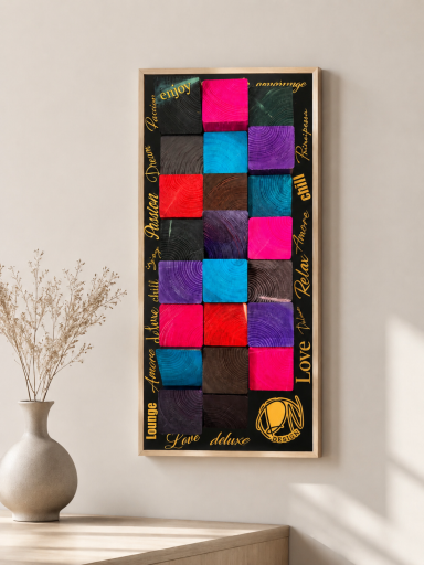 Design Wandbild Holzmosaik